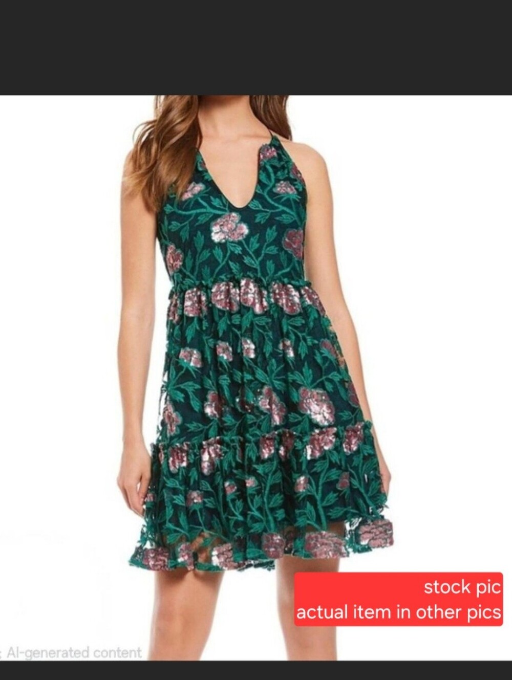Belle Badgley Mischka Denya Floral Sequin Cocktail Party Dress. Size 6